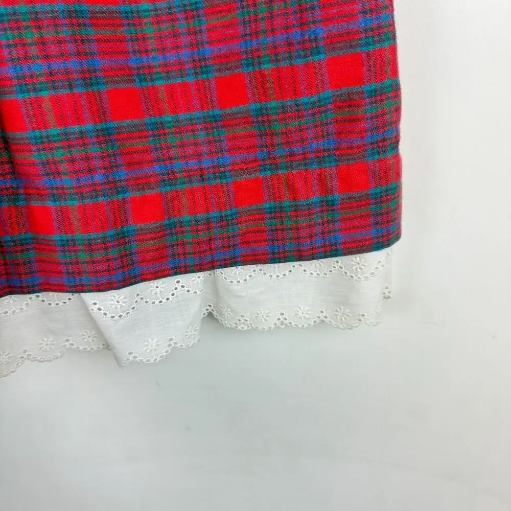 Vintage 90s Unbranded Girls Plaid Holiday Plaid Red Cotton Dress - 6X 6